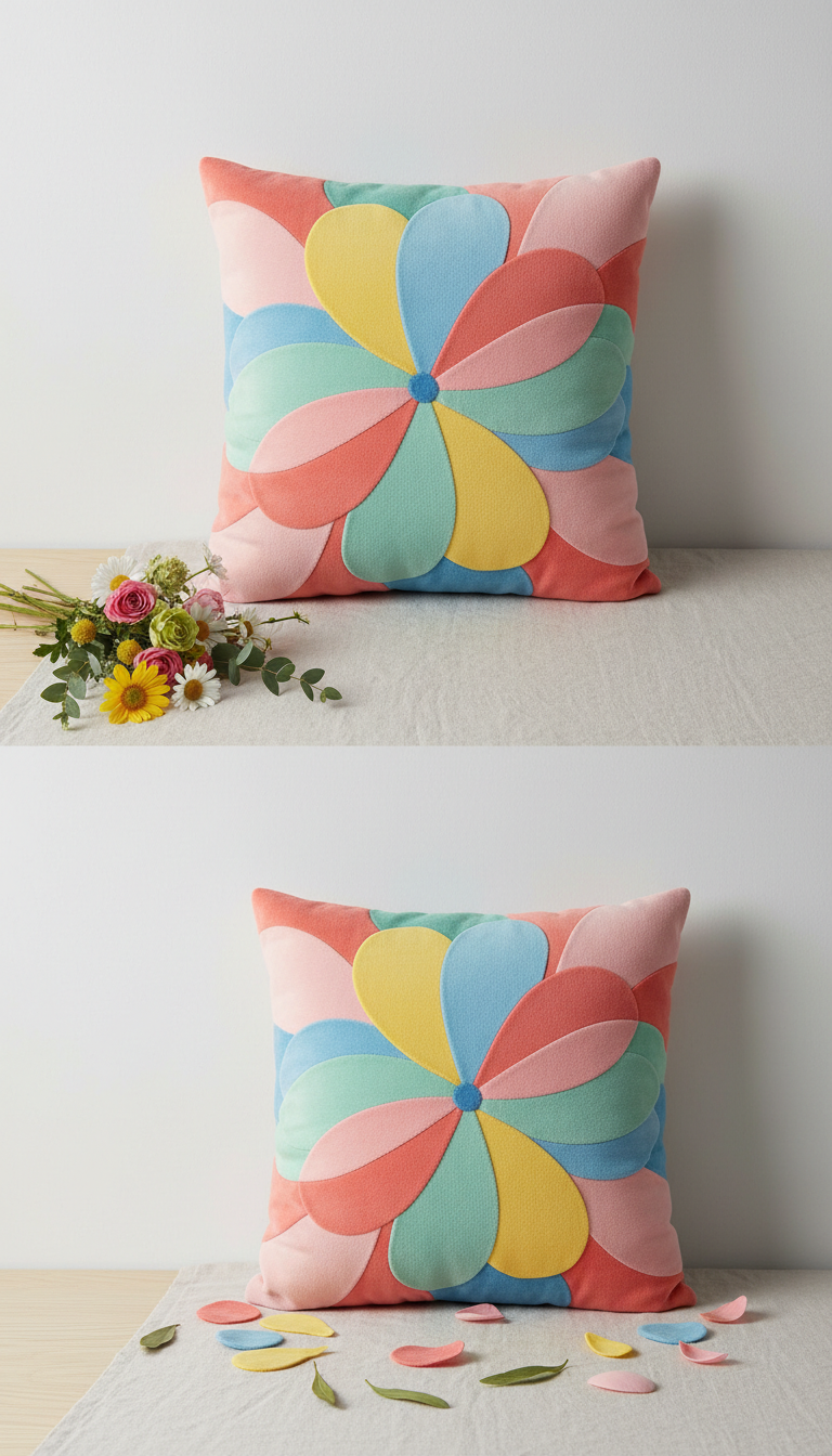 Petal Blush Throw Pillow with Embroidered Detail