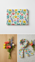 Wildflower Cotton Scarf with Watercolor Print